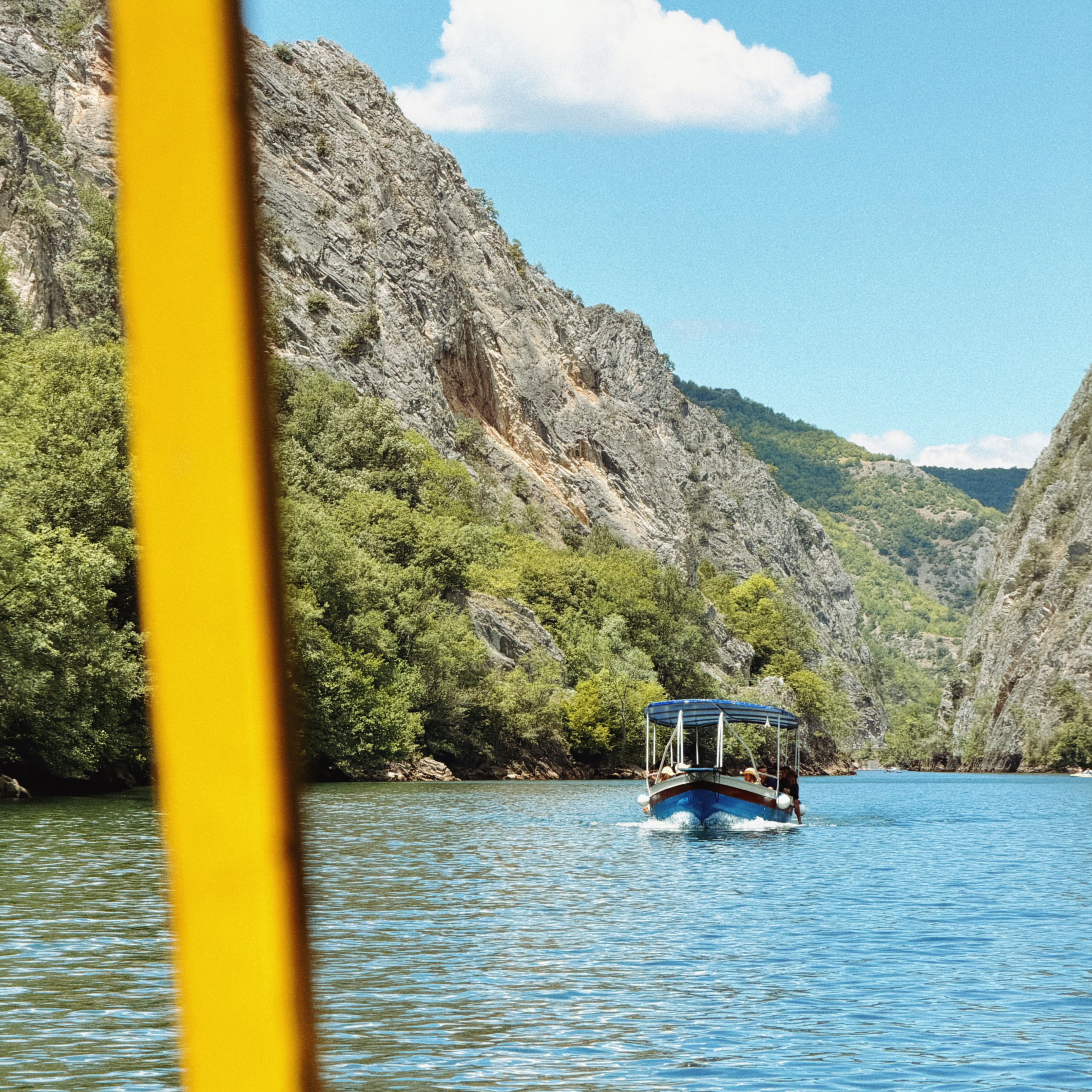 A boat just like the one we took, sailing in the canyon.