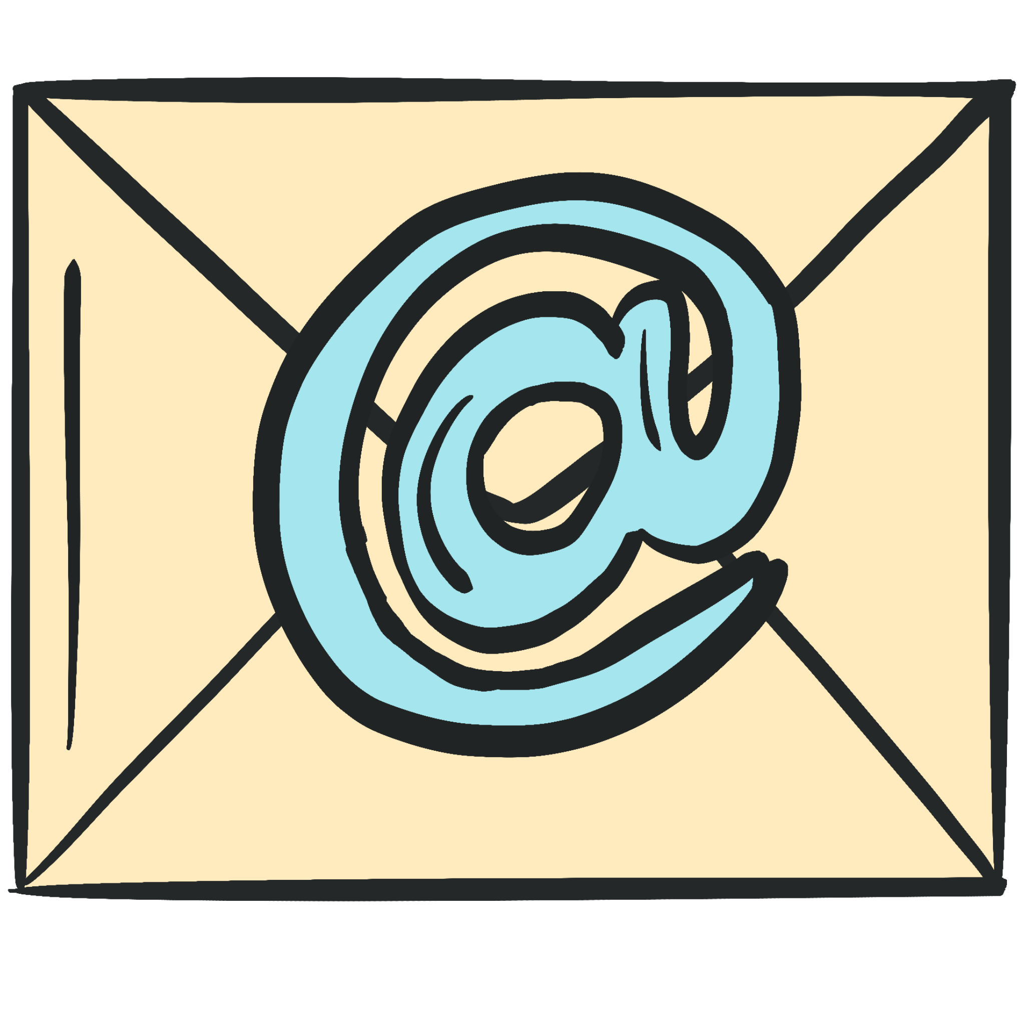 Hand-drawn icon of a letter envelope