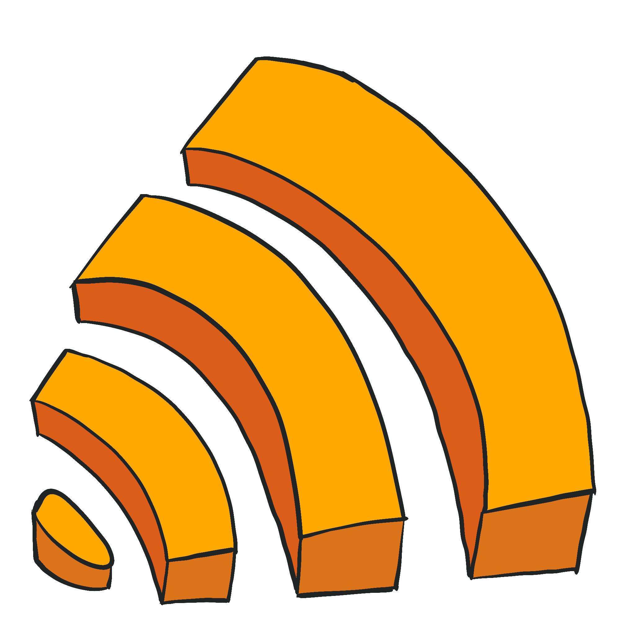 Hand-drawn icon of the RSS logo