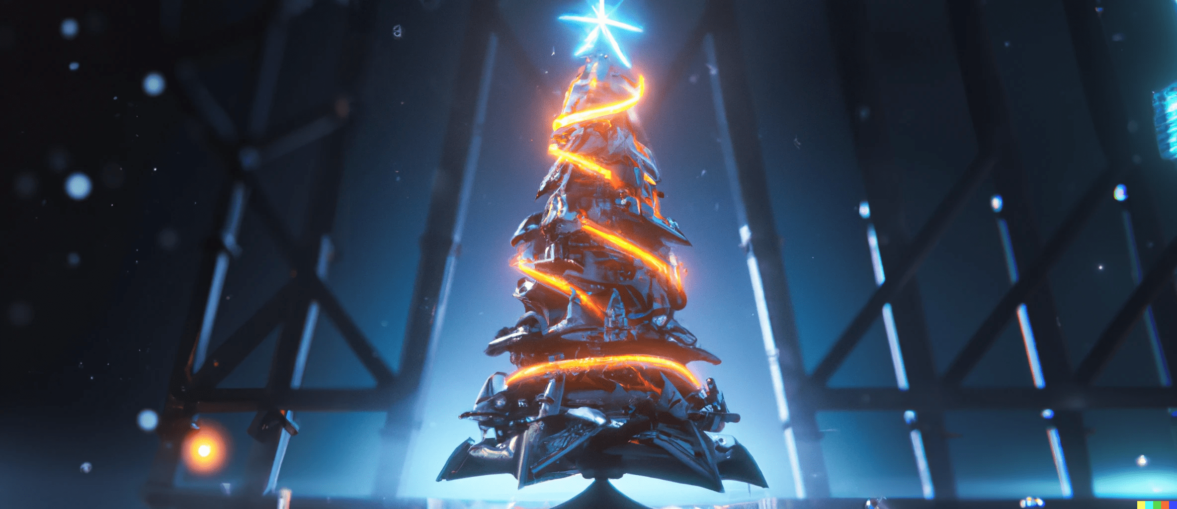Cover image of a futuristic-looking Christmas tree
